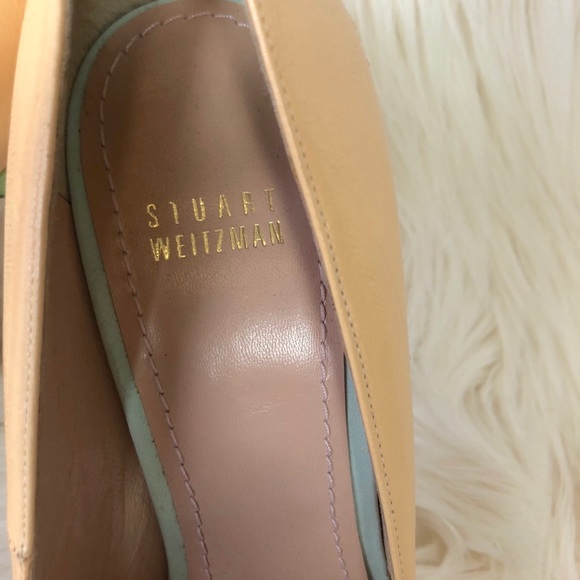 Stuart Wietzman Nude Chartreuse Peep Toe Pump 9.5 - Picture 3 of 6